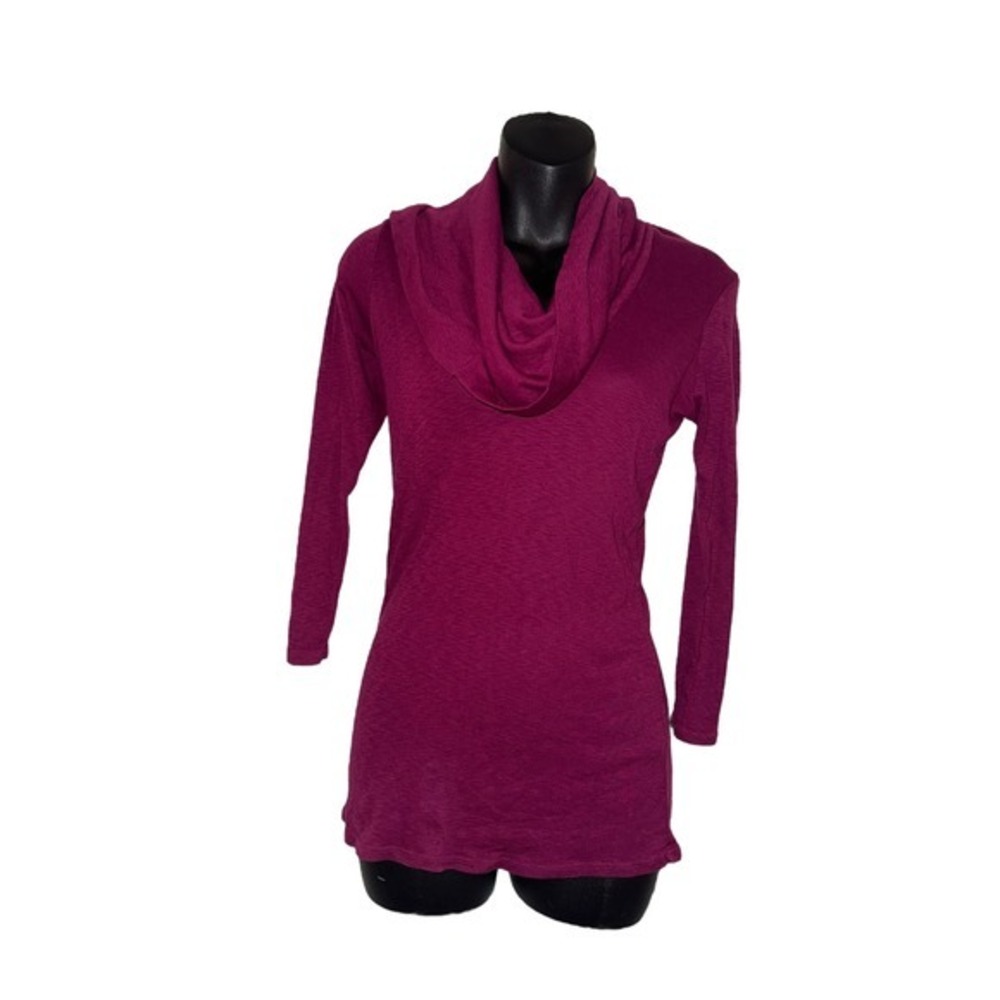 Michael Stars Women's Long Sleeve Cowl Neck Top Magenta MicroModal Supima OS